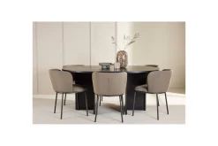 Venture Home Spisegruppe Strada Rundt 120/170 cm med Edina Stoler 6 stk, / Brun