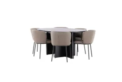 Venture Home Spisegruppe Strada Rundt 120/170 cm med Edina Stoler 6 stk, / Brun