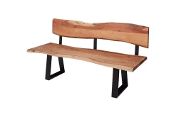 Wohnling Spisestuebenk Heltre tre kant med metallben landstil Med ryggstøtte, 180 cm