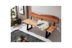 Wohnling Spisestuebenk Heltre tre kant med metallben landstil Med ryggstøtte, 180 cm