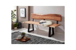 Wohnling Spisestuebenk Heltre tre kant med metallben landstil Med ryggstøtte, 180 cm