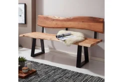 Wohnling Spisestuebenk Heltre tre kant med metallben landstil Med ryggstøtte, 180 cm