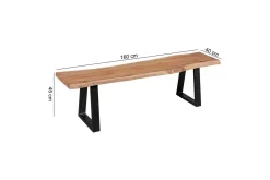 Wohnling Spisestuebenk Heltre tre kant med metallben landstil Uten ryggstøtte, 160 cm