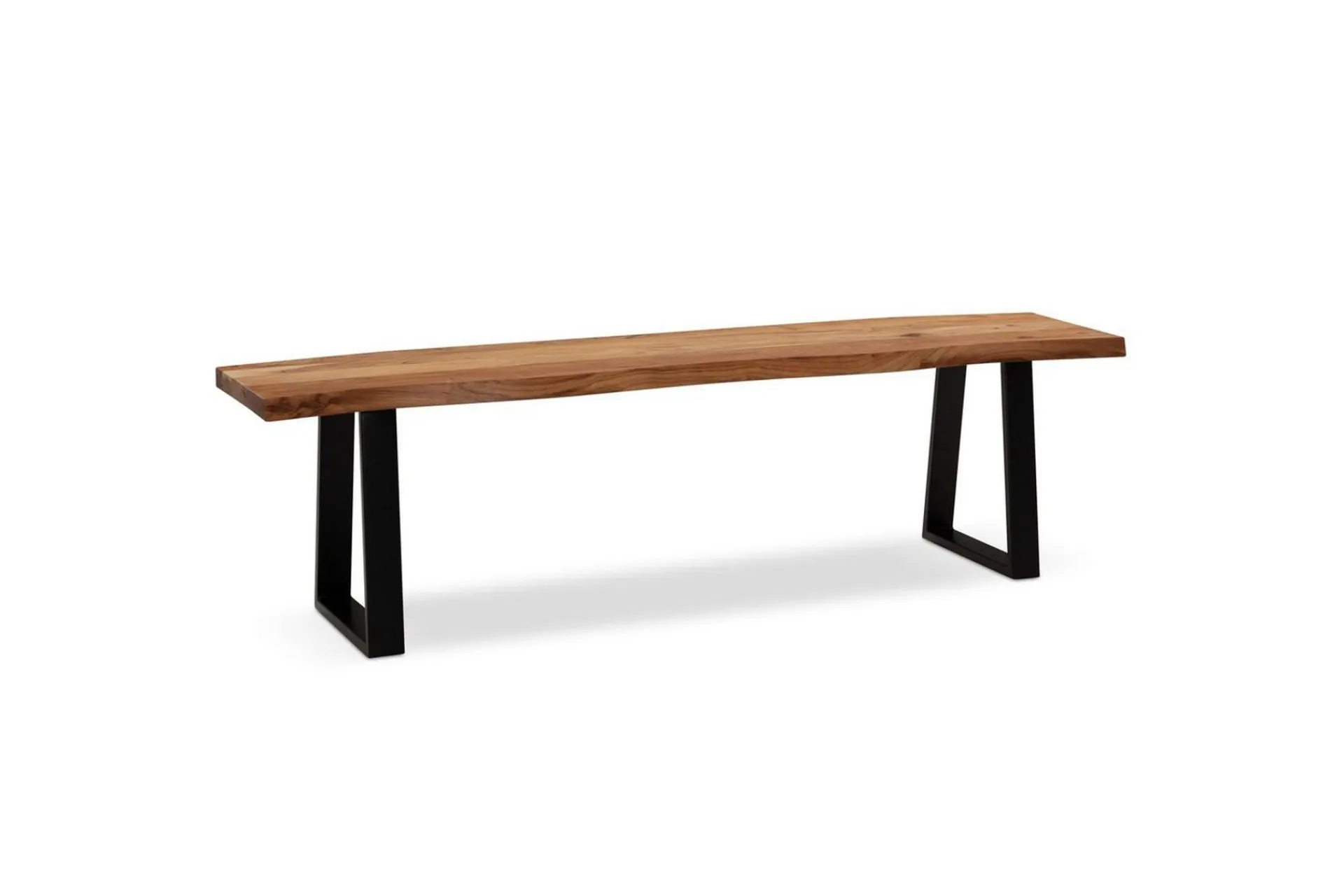 Wohnling Entrebenk|Benk-Spisestuebenk Massivt tre med metallben trekant landlig stil Svart, Rett, 160 cm Lyse brun,Svart