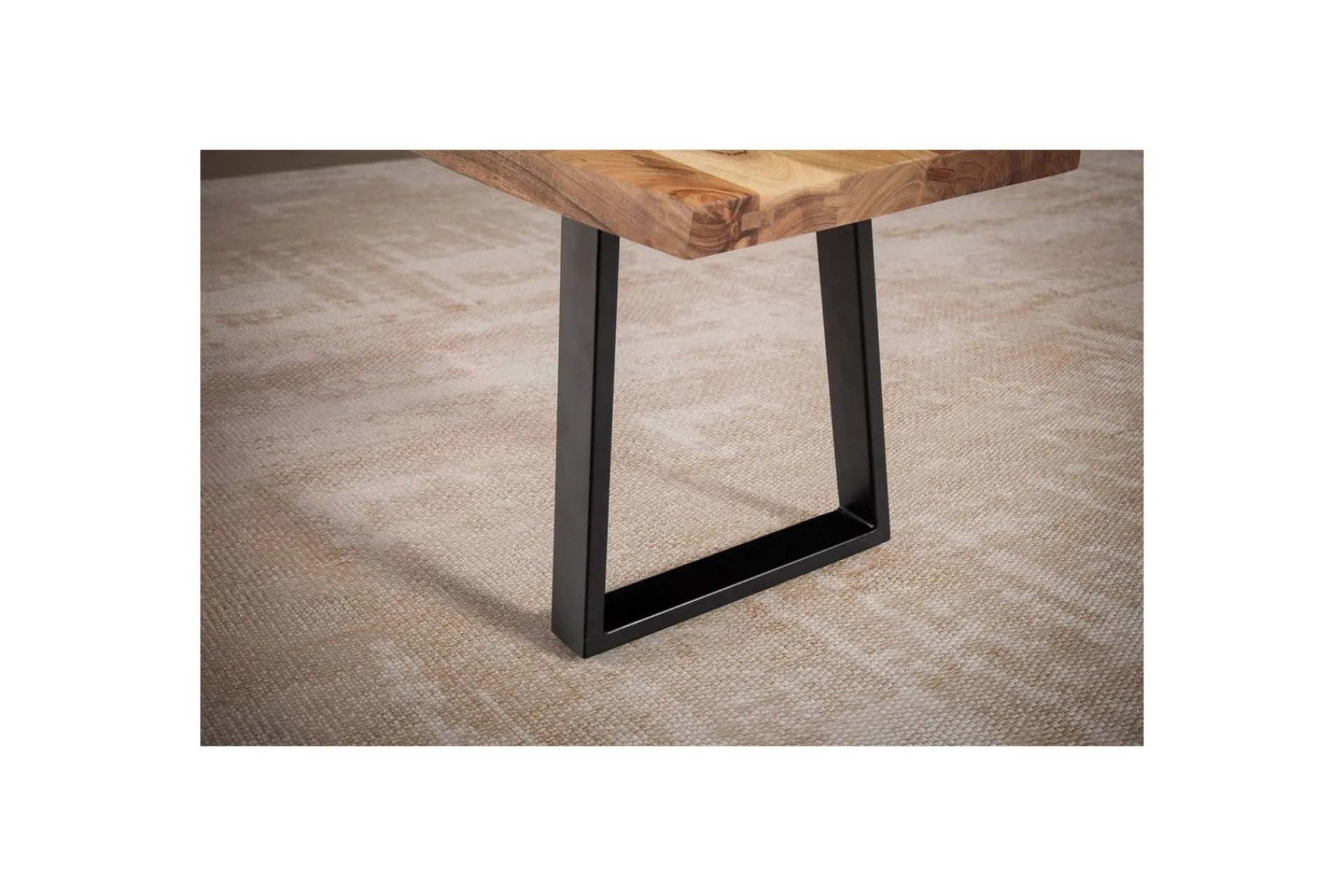 Wohnling Entrebenk|Benk-Spisestuebenk Massivt tre med metallben trekant landlig stil Svart, Rett, 160 cm Lyse brun,Svart
