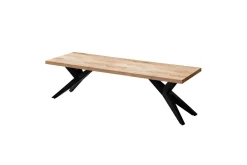 Wohnling Spisestuebenk massivt tre moderne loftstil med metallben 175 cm