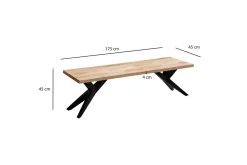 Wohnling Spisestuebenk massivt tre moderne loftstil med metallben 175 cm