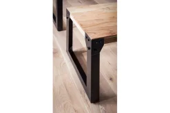 Wohnling Entrebenk|Benk-Spisestuebenk massivt tre industriell stil med metallbein 140 cm Lyse brun,Svart