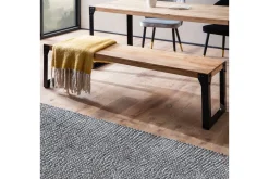 Wohnling Entrebenk|Benk-Spisestuebenk massivt tre industriell stil med metallbein 140 cm Lyse brun,Svart