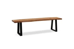 Wohnling Spisestuebenk Massivt tre med metallben trekant landlig stil Svart, Rett, 180 cm