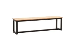 Wohnling Spisestuebenk massivt tre industriell loft stil med metallbein 120 cm