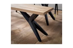 Wohnling Spisestuebenk massivt tre moderne loftstil med metallben 160 cm