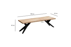 Wohnling Spisestuebenk massivt tre moderne loftstil med metallben 160 cm