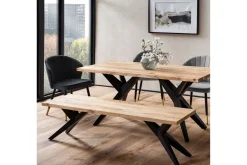 Wohnling Spisestuebenk massivt tre moderne loftstil med metallben 160 cm