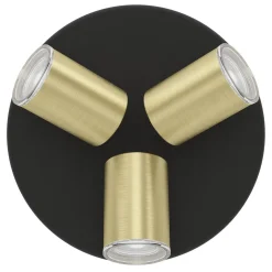 Spotlights & Downlights-Spotlight Consuma Rund med 3 Lamper Svart,Børstet Messing
