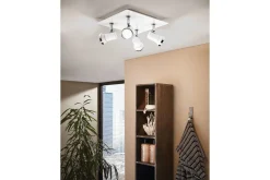 Eglo Baderomslampe Tak-Spotlight Tamara 1 Kvadrat Hvit, Krom Hvit,Krom