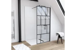 Baderom-Sörby Dusjvegg 90x195 cm Svart