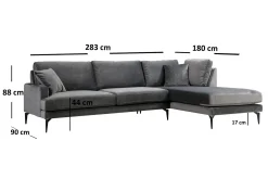 Sofa Med Sjeselong-Stacker Hjørnesofa med Divan Høyre Svart
