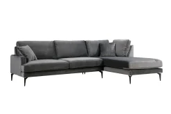 Sofa Med Sjeselong-Stacker Hjørnesofa med Divan Høyre Svart