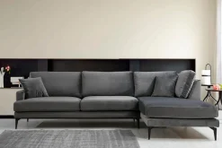 Sofa Med Sjeselong-Stacker Hjørnesofa med Divan Høyre Svart