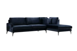 Velour Sofa & Fløyel Sofa|Sofa Med Sjeselong-Stacker Hjørnesofa med Divan Høyre Blå