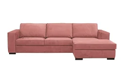 Velour Sofa & Fløyel Sofa|Sofa Med Sjeselong-Steinland Divansoffa Høyre Lyserød