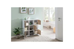 Wohnling Sideboard & Skjenker-Stående hylle Massa Melaminbelagt Sponplate med Oppbevaringsplass 5 Dører Moderne Hvit