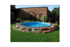 Planet Pool Basseng-Stålveggspool Premium Rund Ø 3,5 m, Persia Blå, 1,2 m Hvit