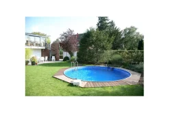 Planet Pool Basseng-Stålveggspool Premium Rund Ø 3,5 m, Persia Blå, 1,2 m Hvit