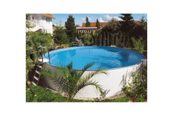 Planet Pool Basseng-Stålveggspool Premium Rund Ø 3,5 m, Persia Blå, 1,2 m Hvit