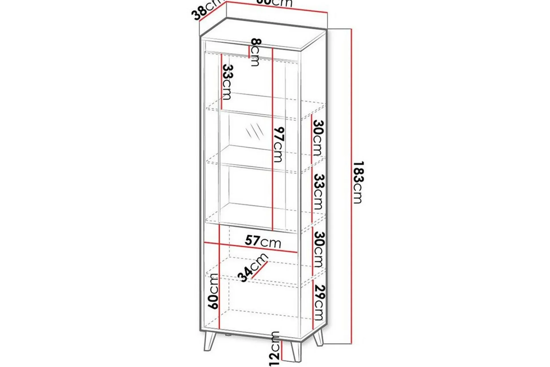 Scandinavian Choice Vitrineskap|Skap-Strontian Vitrinskåp 183 cm Anthracite Antracit