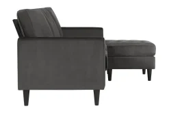 CosmoLiving Sofa Med Sjeselong-Strummer Divansovesofa Grå Grey