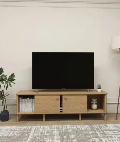 Mediestativ & Veggfeste-Sunira TV-benk 180 cm Eik