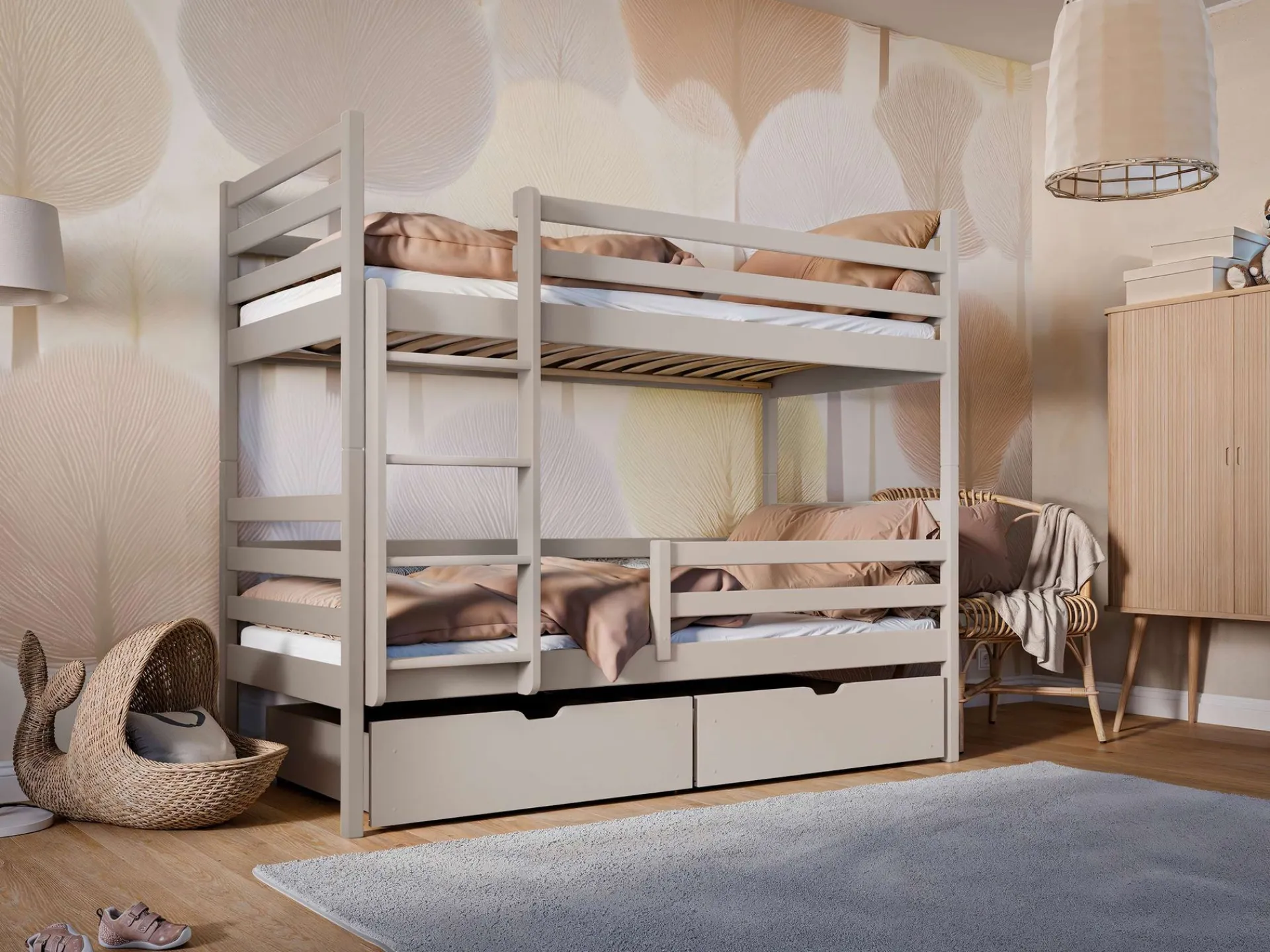 Stellebord|Oppbevaring Barnerom-Suno Køyeseng to soveplasser 90x200 cm Beige