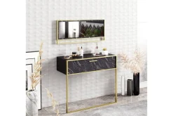 Sideboard & Skjenker-Susia Sideboard 90 cm Svart,Gull