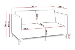 Velour Sofa & Fløyel Sofa-Szafir 2-seter Sofa 82x136 cm Los 8