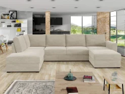 Sovesofaer-Taberk 5-seters U-sofa med Divan Høyre Beige