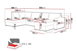 Taberk Sofa med Sjeselong og Divan 4-seter