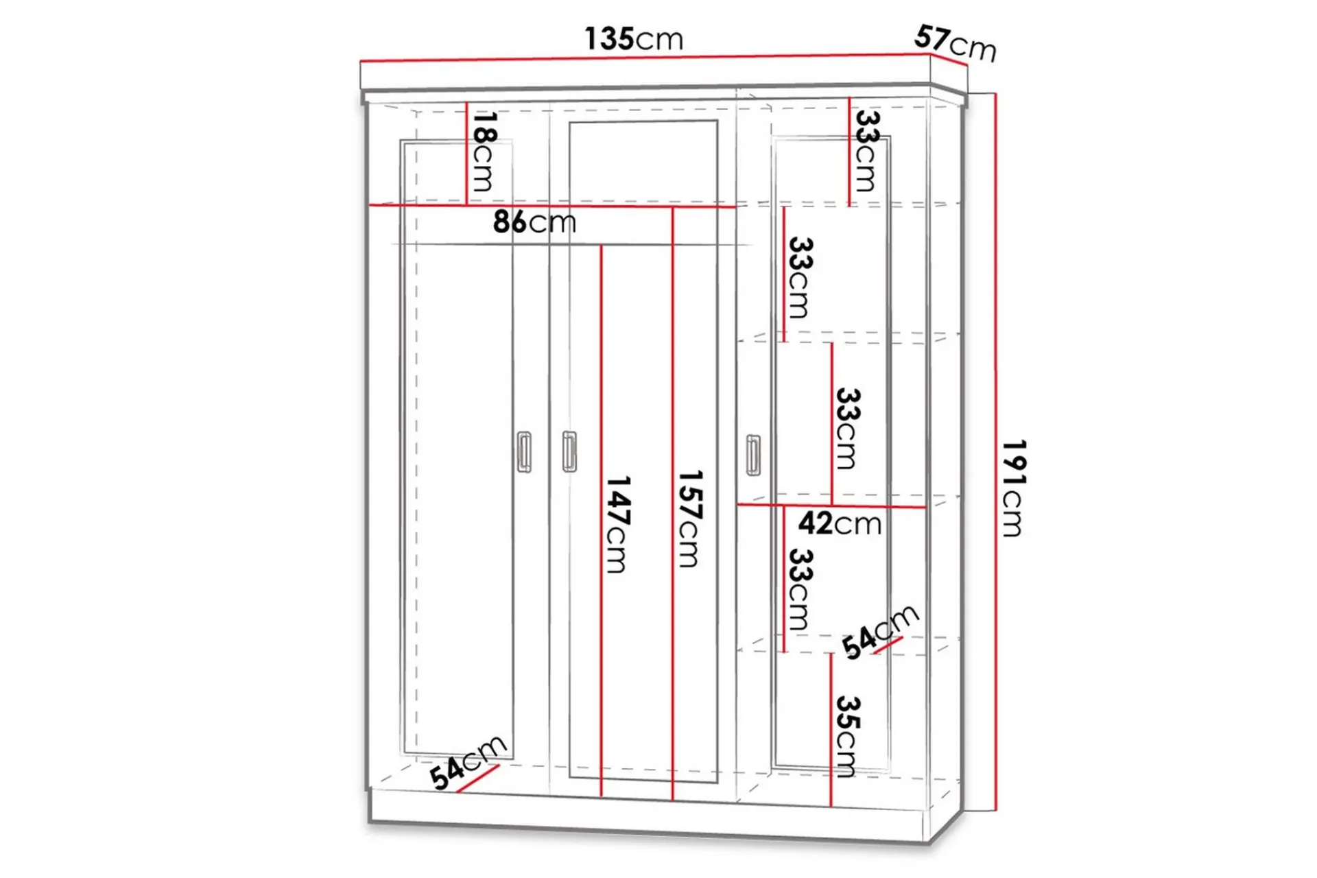 Tadeusz Garderobe 135x57x190 cm