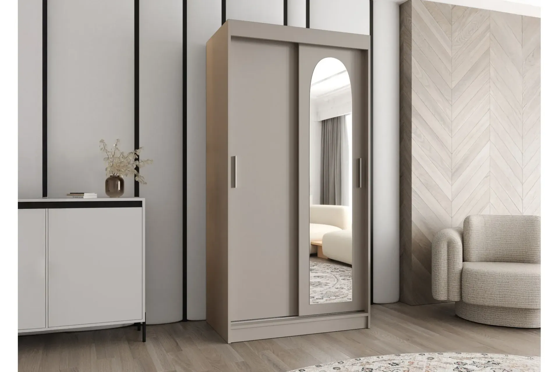 Garderober & Garderobesystem-Tallmo Garderobe Med Speil 100x200 cm Beige