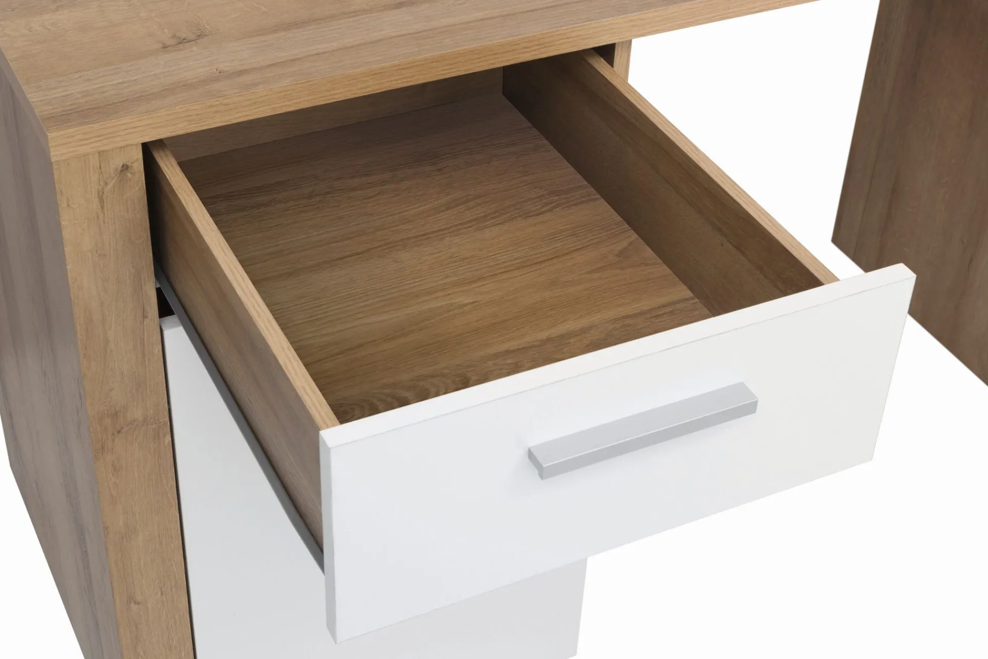 Kontorbord-Tarka Databord 120 cm med Oppbevaring Lås + Skap Hvit,Tre/Natur