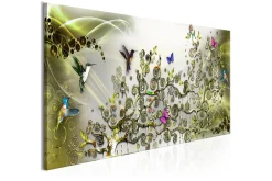 Lerretsbilder|Lerretsbilder-Tavle Hummingbirds Dance (1 Part) Green Narrow 150X50