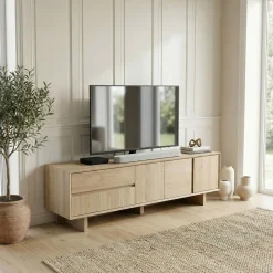 Tv-Benk & Mediabenk-Tavon TV-benk 180x55x45 cm Naturlig eik