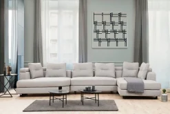 Sofa Med Sjeselong-Tekawa Sofa m. Divan 4-seters Lysegrå