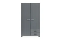WOOOD Garderobeskap Barn|Oppbevaring Barnerom-Tenney Garderobe med 2 Skuffer 111 cm Grey