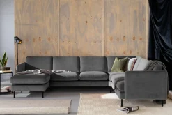 Hjørnesofa|Velour Sofa & Fløyel Sofa-Teodin Hjørnesofa med Divan Venstre Fløyel Lysegrå