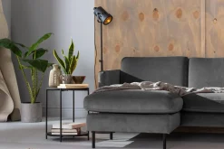 Hjørnesofa|Velour Sofa & Fløyel Sofa-Teodin Hjørnesofa med Divan Venstre Fløyel Lysegrå