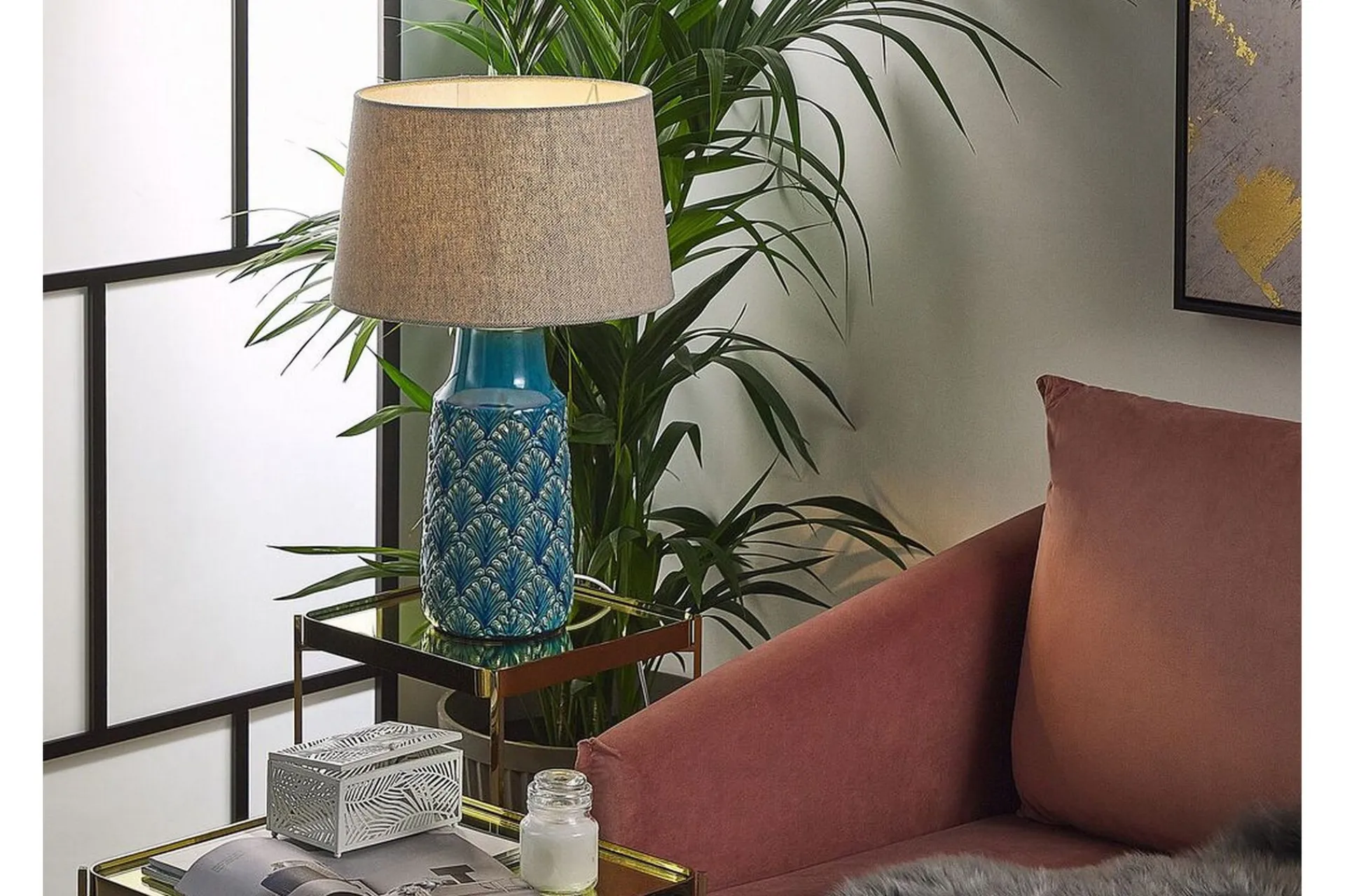 Stuelampe|Vinduslampe-Thaya Bordlampe Blå