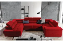 Velour Sofa & Fløyel Sofa-Theriago Hjørnesovesofa med Divan Venstre Rød
