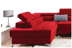 Velour Sofa & Fløyel Sofa-Theriago Hjørnesovesofa med Divan Venstre Rød